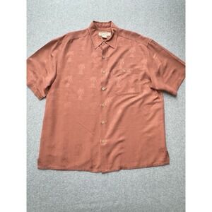 Island Republic Shirt Mens Extra Large Salmon Silk Casual Tropical Coastal Beach